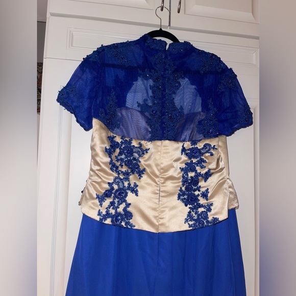 Baroque prom dress mermaid style - blue - 1X/2x - worn once - Picture 5 of 7